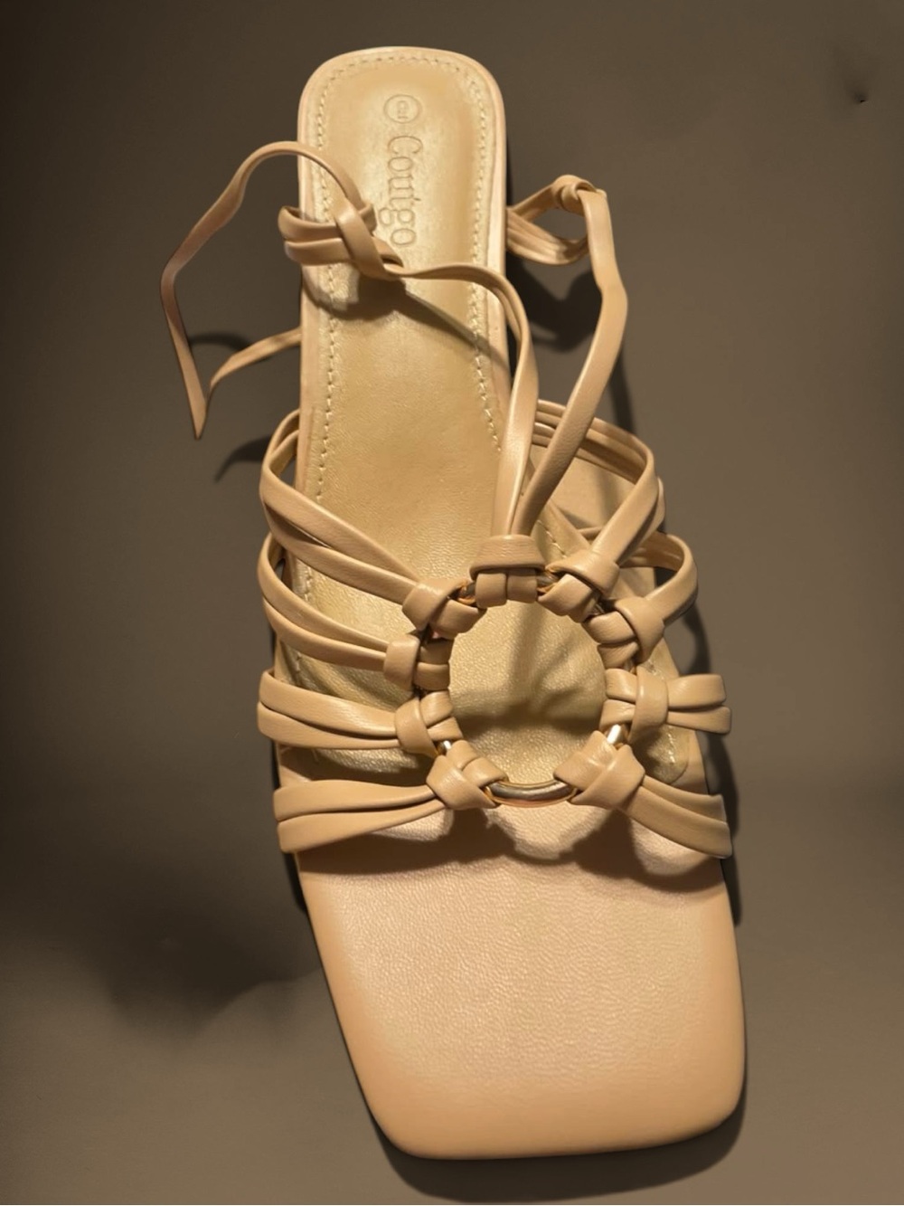 Beige Strappy Ring Sandal for Women